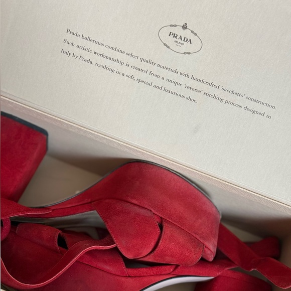 Prada Suede Red Platform Sandals - Picture 4 of 10